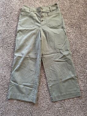 Sonoma Olive Green High-Rise Wide-Leg Button-Fly Pants